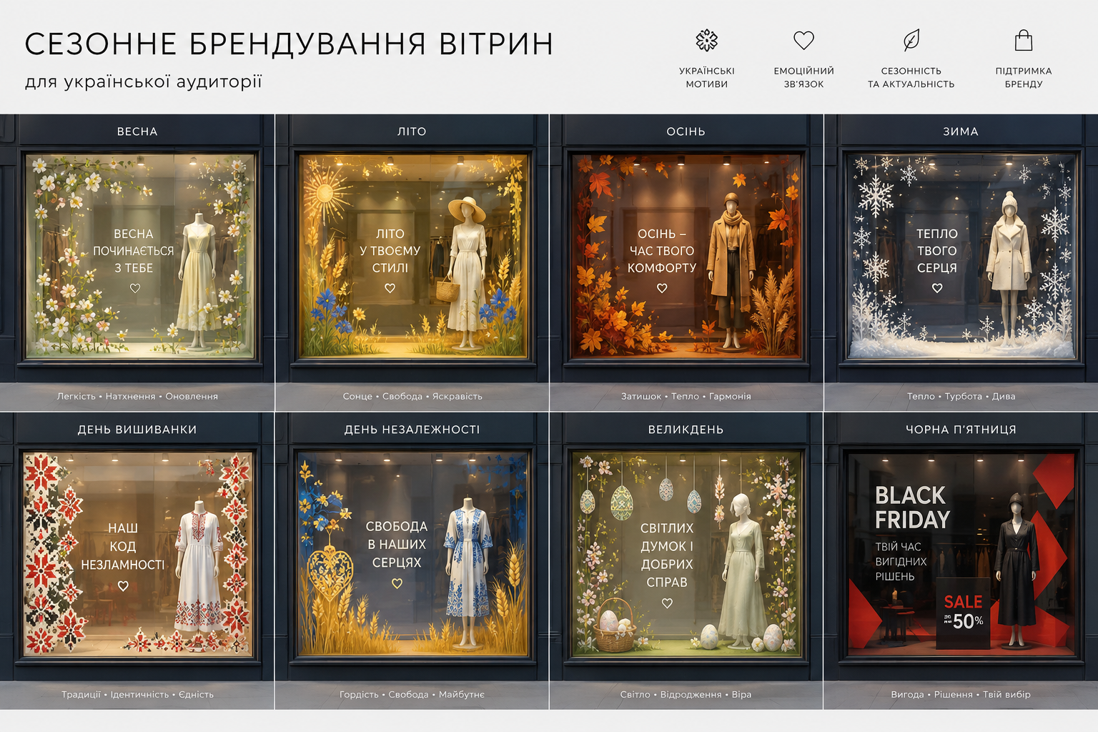 Сезонное брендирование витрин — как обновить пространство без ремонта